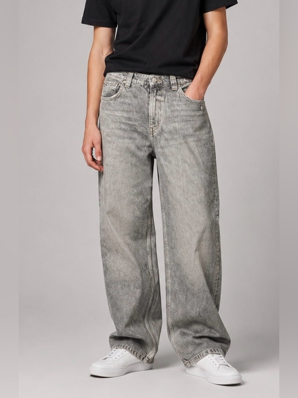 H&M Boys Baggy Washed Gray Denim Jeans size youth 18
